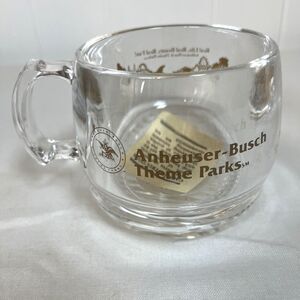 Vtg Anheuser-Busch Theme Parks 1993 Clear Acrylic Souvenir Coffee Mug w/Coaster